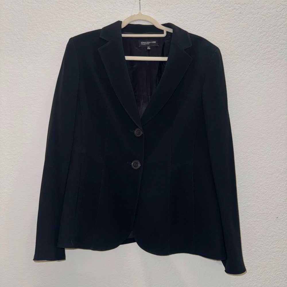 Jones New York Womens Sz 14 Blazer Jacket Black Work Office Professional Classic